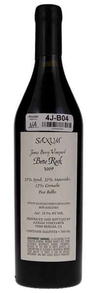 2009 Saxum James Berry Vineyard Bone Rock Syrah, 750ml