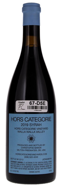 2019 Hors Categorie Hors Categorie Vineyard Syrah, 750ml