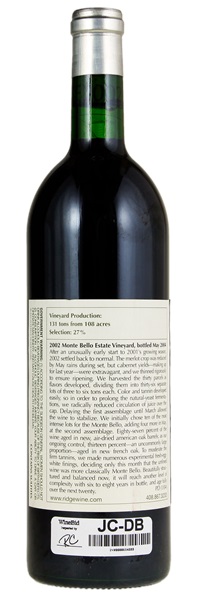 2002 Ridge Monte Bello, 750ml