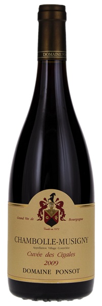 2009 Domaine Ponsot Chambolle Musigny Cuvee des Cigales, 750ml