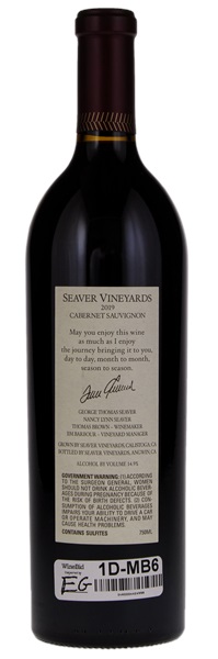 2019 Seaver Family Vineyard GTS Cabernet Sauvignon, 750ml