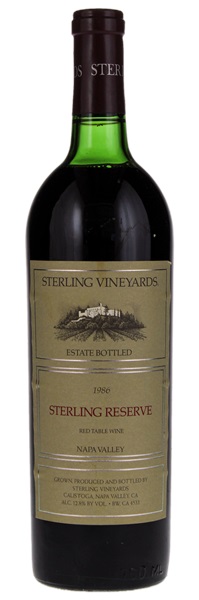 1986 Sterling Vineyards Reserve Red Table Wine (SVR), 750ml