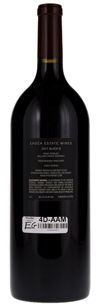2017 Epoch Estate Wines Block B Syrah, 1.5ltr