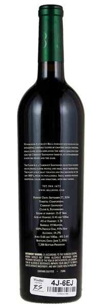 2014 Bell Wine Cellars Clone 6 Unfiltered Cabernet Sauvignon, 750ml