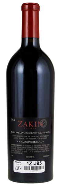 2016 Zakin Family Estate Cabernet Sauvignon, 750ml