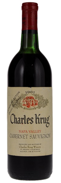 1961 Charles Krug Vintage Selection Cabernet Sauvignon, 750ml