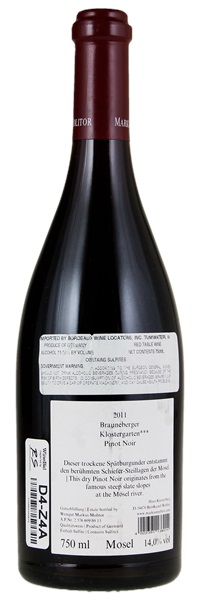 2011 Markus Molitor Brauneberger Klostergarten Pinot Noir *** #80, 750ml