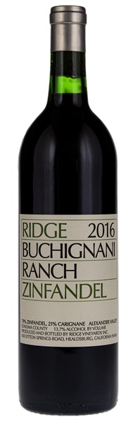 2016 Ridge Buchignani Ranch Zinfandel ATP, 750ml