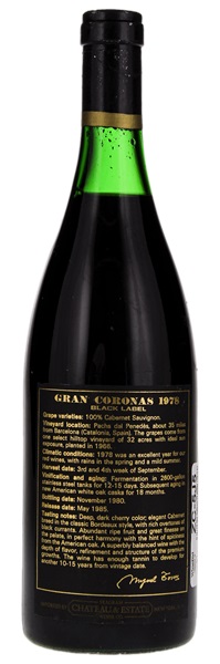 1978 Miguel Torres Gran Coronas Black Label Reserva, 750ml