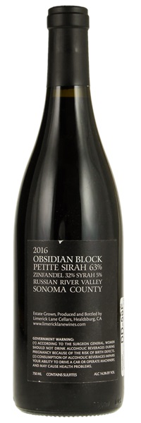 2016 Limerick Lane Obsidian Block Petite Sirah, 750ml