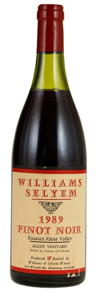 1989 Williams Selyem Allen Vineyard Pinot Noir, 750ml