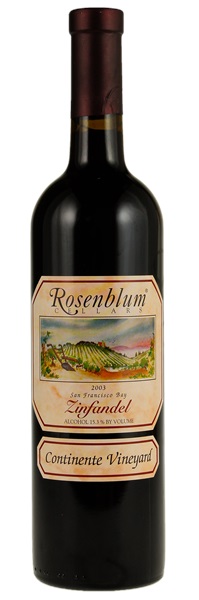 2003 Rosenblum Continente Vineyard Zinfandel, 750ml