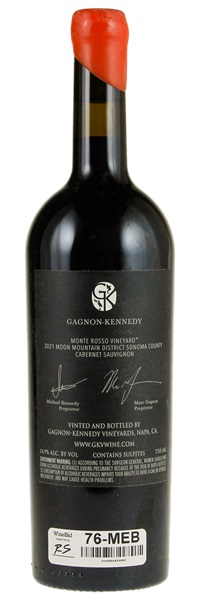 2021 Gagnon-Kennedy Vineyards Monte Rosso Vineyard Cabernet Sauvignon, 750ml