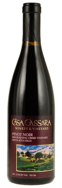 2001 Casa Cassara Burning Creek Vineyard Pinot Noir, 750ml