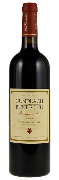 2000 Gundlach Bundschu Rhinefarm Tempranillo, 750ml