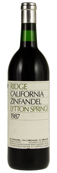 1987 Ridge Lytton Springs Zinfandel, 750ml