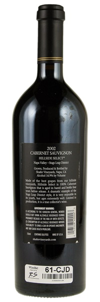 2002 Shafer Vineyards Hillside Select Cabernet Sauvignon, 750ml