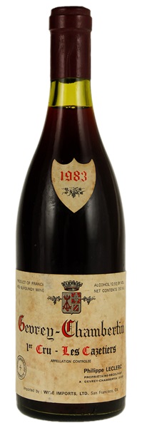 1983 Domaine Philippe Leclerc Gevrey-Chambertin Les Cazetiers, 750ml