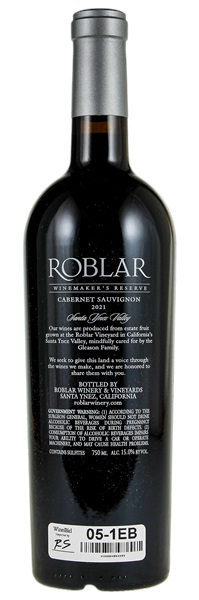 2021 Roblar Winery and Vineyard Cabernet Sauvignon Reserve, 750ml