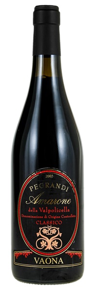 2003 Vaona Amarone della Valpolicella Classico Pegrandi, 750ml