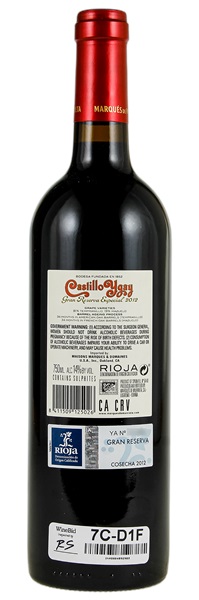 2012 Marques de Murrieta Castillo Ygay Rioja Gran Reserva Especial, 750ml