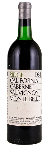 1981 Ridge Monte Bello, 750ml