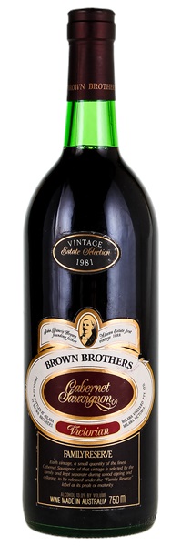 1981 Brown Brothers Family Reserve Cabernet Sauvignon, 750ml