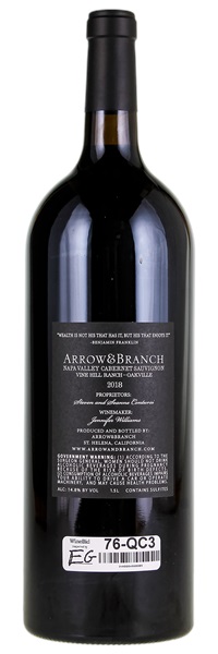 2018 Arrow & Branch Vine Hill Ranch Cabernet Sauvignon, 1.5ltr
