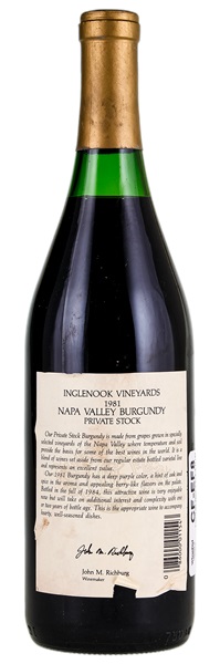 1981 Inglenook Private Stock Burgundy, 750ml
