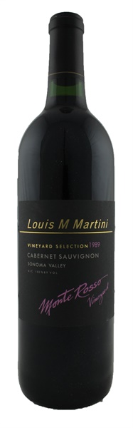 1989 Louis M. Martini Monte Rosso Vineyard Selection Cabernet Sauvignon, 750ml