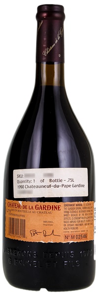 1998 Chateau de la Gardine Châteauneuf-du-Pape, 750ml