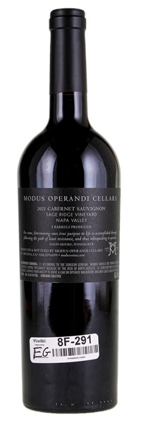 2021 Modus Operandi Cellars Sage Ridge Vineyard Cabernet Sauvignon, 750ml