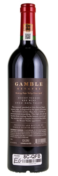 2022 Gamble Estates Mount Veeder Red, 750ml