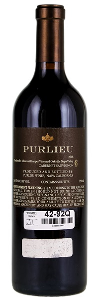 2018 Purlieu Wines Beckstoffer Missouri Hopper Cabernet Sauvignon, 750ml