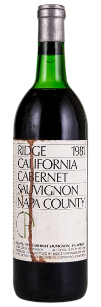 1981 Ridge Cabernet Sauvignon CP, 750ml