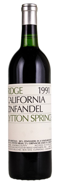 1991 Ridge Lytton Springs Zinfandel