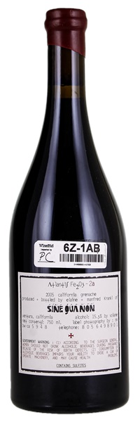2005 Sine Qua Non Atlantis Fe203 -2d Vin de Paille Eleven Confessions Grenache, 750ml