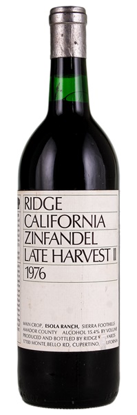 1976 Ridge Esola Ranch Late Harvest II Zinfandel, 750ml