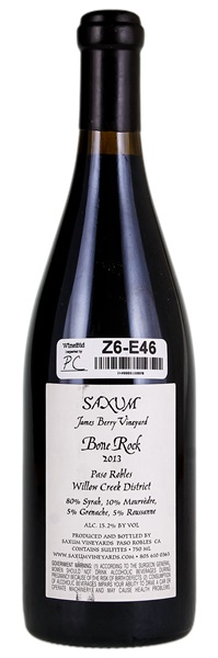 2013 Saxum James Berry Vineyard Bone Rock Syrah, 750ml