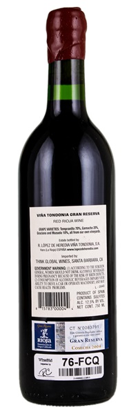 2004 Lopez de Heredia Rioja Vina Tondonia Gran Reserva, 750ml