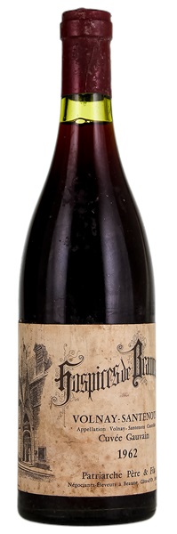 1962 Hospices de Beaune Volnay Santenots Cuvée Gauvain acquis par Patriarche Pere et Fils, 750ml