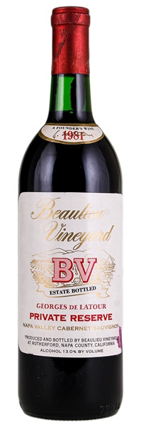 1981 Beaulieu Vineyard Georges de Latour Private Reserve Cabernet Sauvignon
