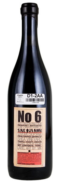 2001 Sine Qua Non No. 6 Pinot Noir, 750ml