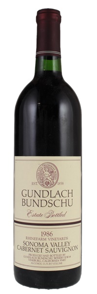 1986 Gundlach Bundschu Rhinefarm Vineyard Cabernet Sauvignon, 750ml