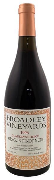 1996 Broadley Vineyards Claudia's Choice Pinot Noir, 750ml