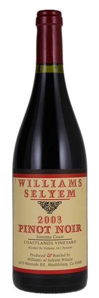 2003 Williams Selyem Coastlands Vineyard Pinot Noir, 750ml