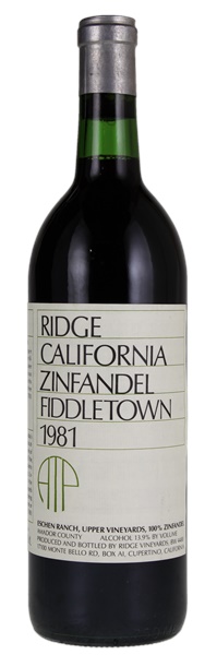 1981 Ridge Fiddletown Eschen Ranch Zinfandel ATP, 750ml