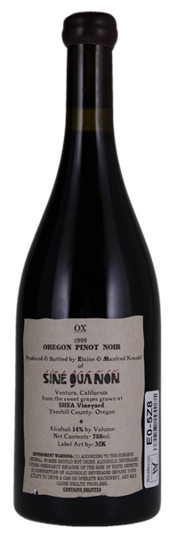 1999 Sine Qua Non Ox Shea Vineyard Pinot Noir, 750ml