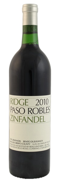 2010 Ridge Paso Robles Zinfandel, 750ml