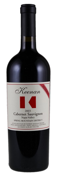 2003 Robert Keenan Winery Spring Mountain Reserve Cabernet Sauvignon, 750ml